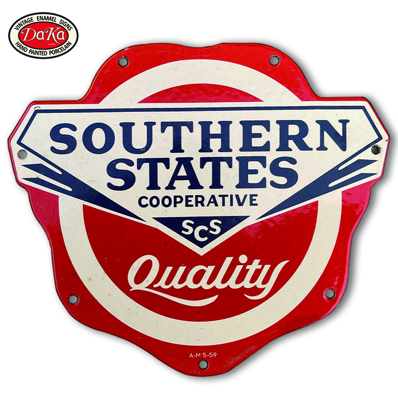 Retro Southern States Motor Oil Tires Porcelain Enamel Plate Sign