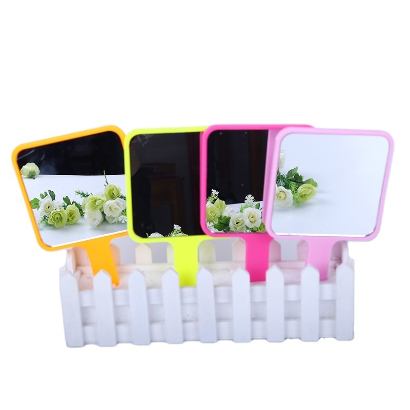 Square Customized Hand Held Mirror Personalized Hand Mirror with Plastic injection Color