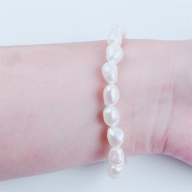 8-9mm simple natural white freshwater baroque pearl bracelet