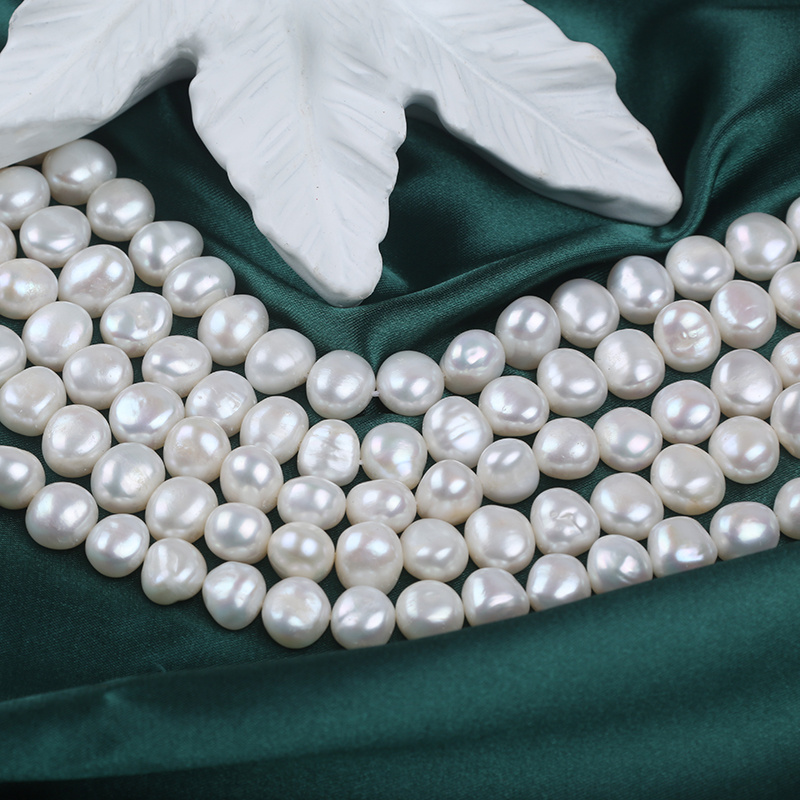 Wholesale Natural White Pearl 9-10mm Baroque Freshwater Pearl Strands For Jewelry Making