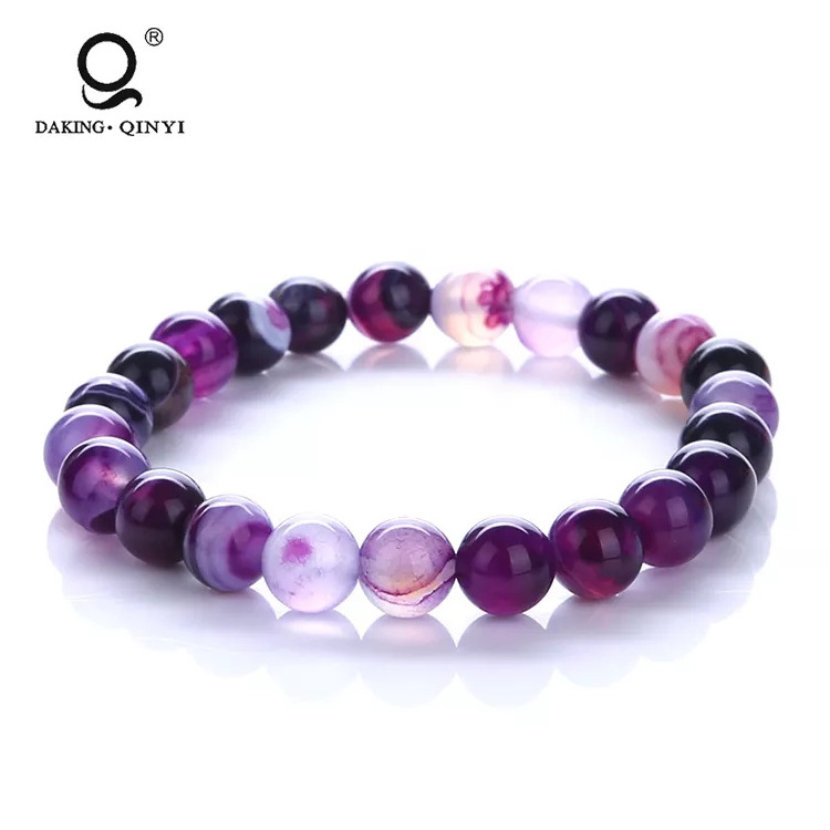 China Fashion Men Natural Semi-Precious Stone Colorful Agate Crystal Beaded Bracelet