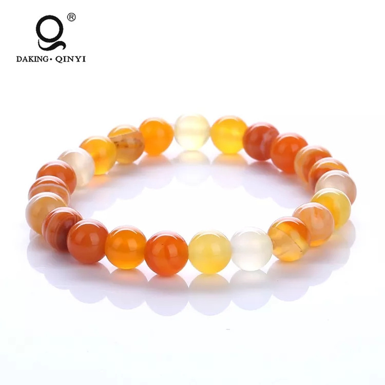 China Fashion Men Natural Semi-Precious Stone Colorful Agate Crystal Beaded Bracelet