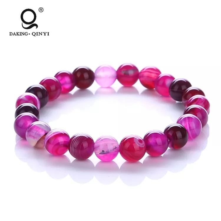 China Fashion Men Natural Semi-Precious Stone Colorful Agate Crystal Beaded Bracelet