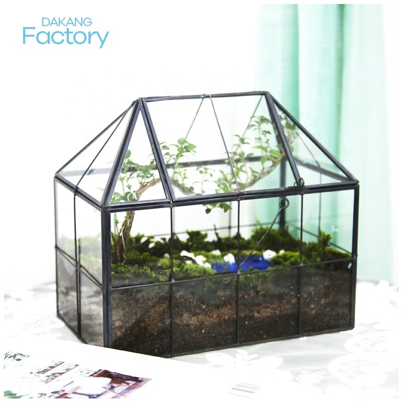 dakang small geometric greenhouse glass terrarium plant pots wholesale brass planter floral boxes