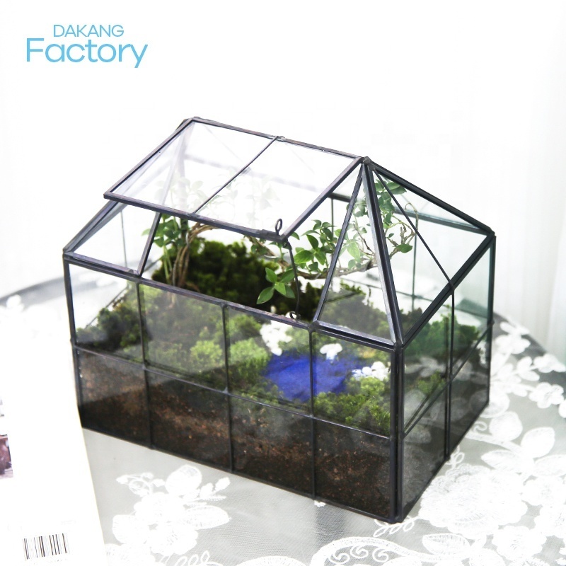 dakang small geometric greenhouse glass terrarium plant pots wholesale brass planter floral boxes