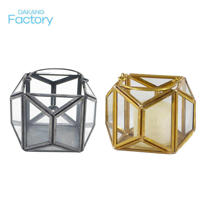 Black Tealight Candle Holders Wedding Candlesticks Brass Gold  Christmas Geometric Candle Holder Glass Candle Holders Lanterns