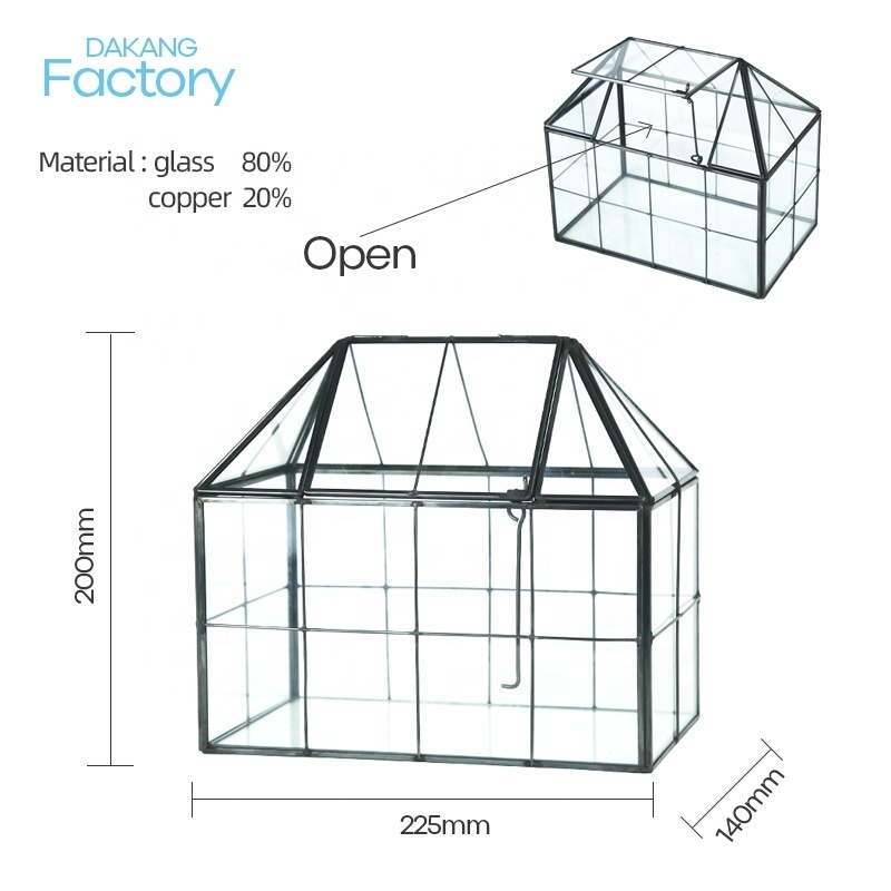 dakang small geometric greenhouse glass terrarium plant pots wholesale brass planter floral boxes