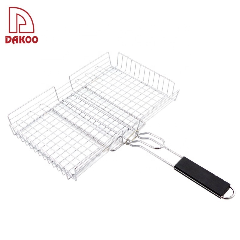 Stainless Steel Durable Barbecue BBQ Grilling Basket For Fish Steak Vegetable