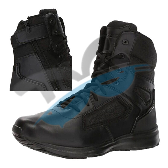 Mens Leather Tactical  Combat Security Work Zip Boots Shoes