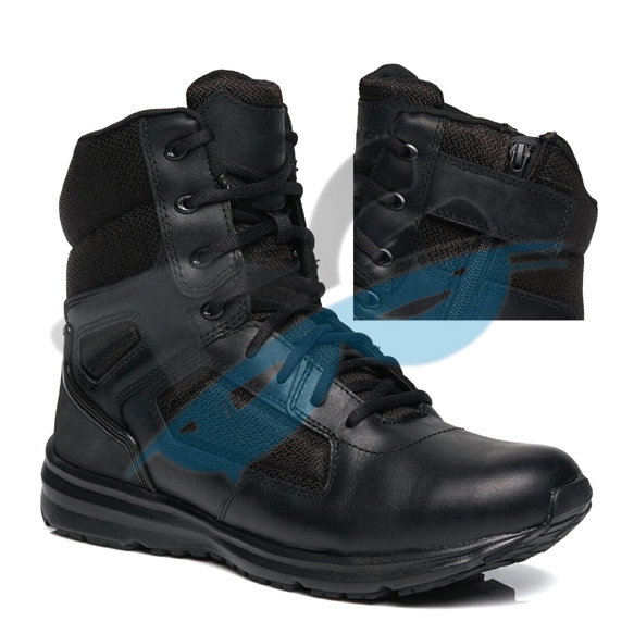 Mens Leather Tactical  Combat Security Work Zip Boots Shoes