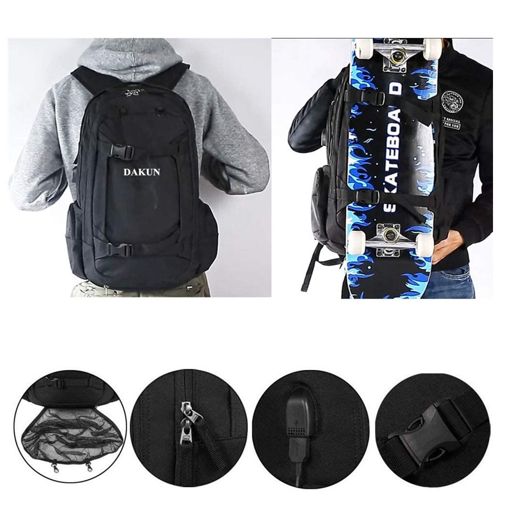 Waterproof  Travel 17.3 Inch Laptop compartment Sports Basket Ball Customized Skateboard Bag Backpack