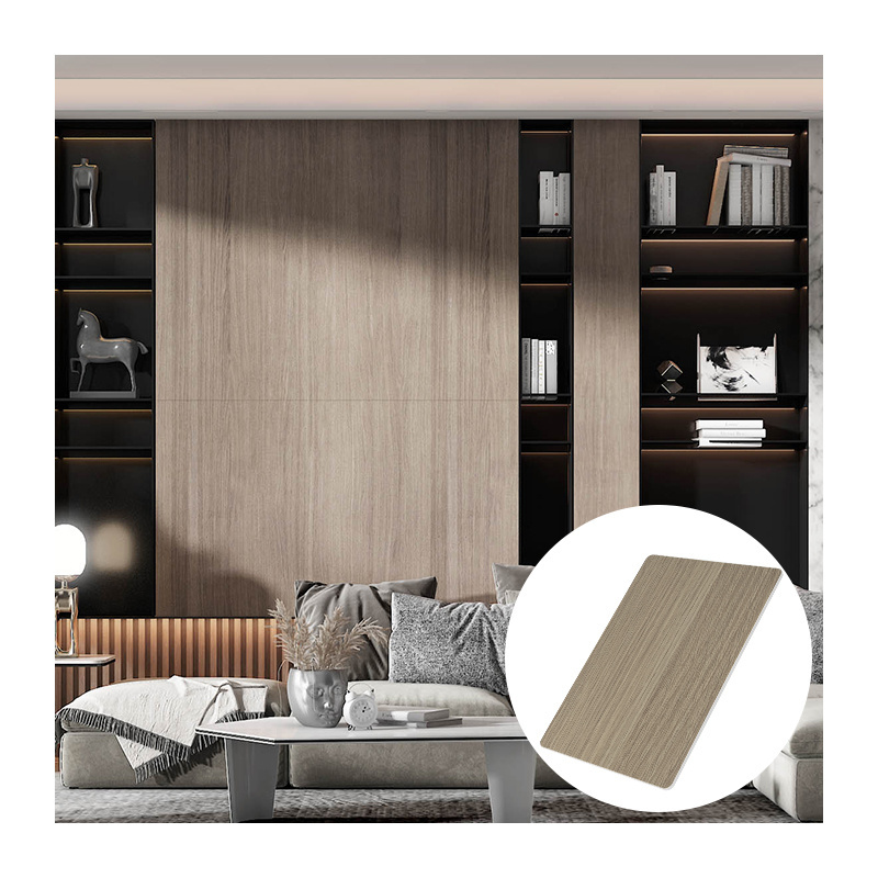 Fiberboard Wallboard Pvc Wpc Panels Waterproof Decor Wooden Grain Metal Wood Veneer Wall Panel