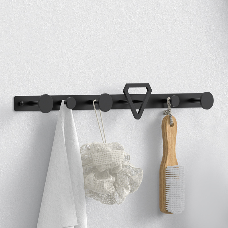 No Drilling Free Stick Satin Graphite Black Stainless Steel 3 4 5 6 7 8 Wall Mounted Cloth rack Wall Hooks & Coat Racks