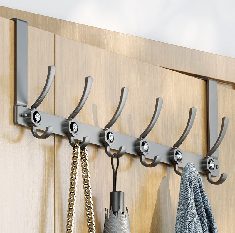 Wholesale New Trends Stainless Steel Coat Hook Rail for Coat Hat Towel Purse Robes Bathroom Coat Rack Wall Mounted