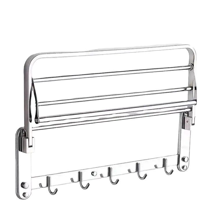 Best sellers High Quality Foldable Wall Mounted Towel Rack For Bathroom Storage Steel Corner Folding Towel Rack