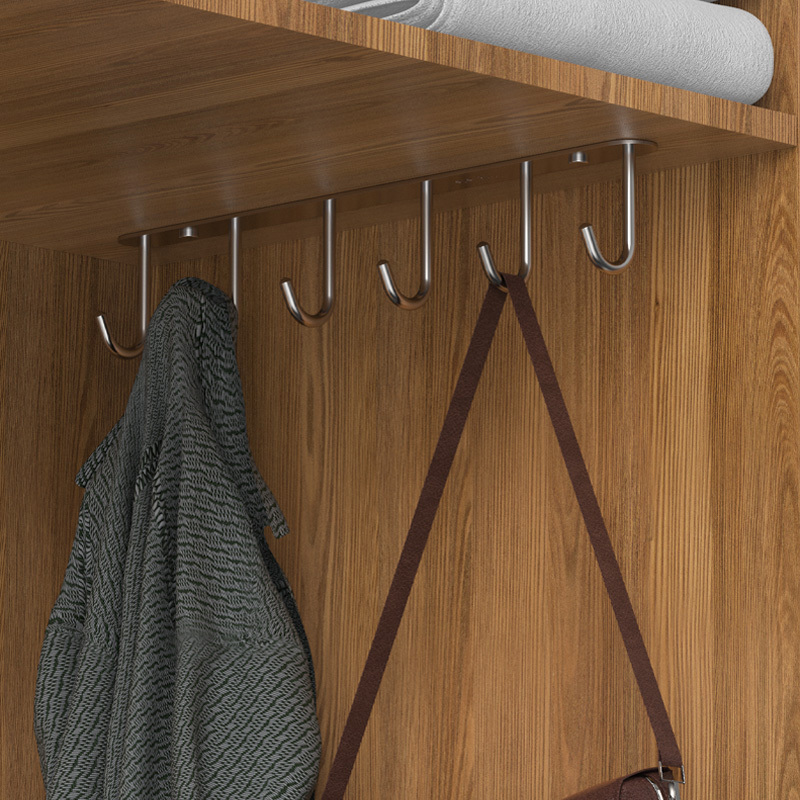 New Trend Home Storage kitchen hooks su304 Under Cabinet Mug Tool Towel 3-6 Hooks Stainless Steel Hook