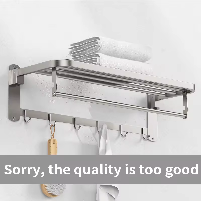 Lazy Bear Hot selling 304 stainless steel bathroom hanging clothes foldable multifunctional towel rack with hooks