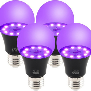 2024 Black Light UV Bulbs 9W 385-400nm E26 A19 60*120mm LED UV violet light black bulb for dancing stage indoor decoration light