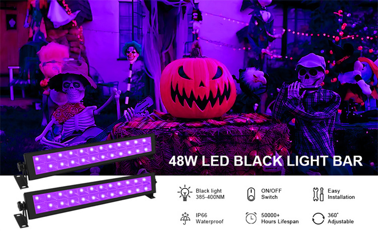 Blacklight 48Watt UV LEDs Lamp Violet 43cm Bar Wall Wash 48W Stage Wedding Purple Charming Romantic Ambient Lighting