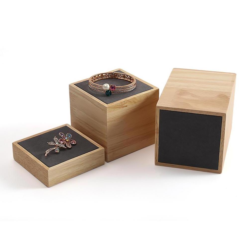 3-Piece Cube Jewellery Bracelet Wood Earring Jewelry Display Stand For Jewelry Store