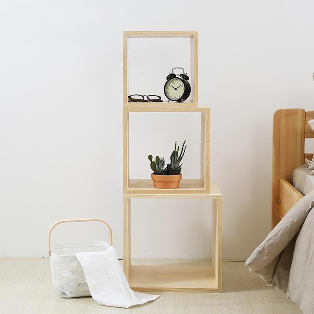 Modern Solid Wood Floating Baby Toy Cube Wooden Display Bedside Storage Shelf For Bedroom,Living Room