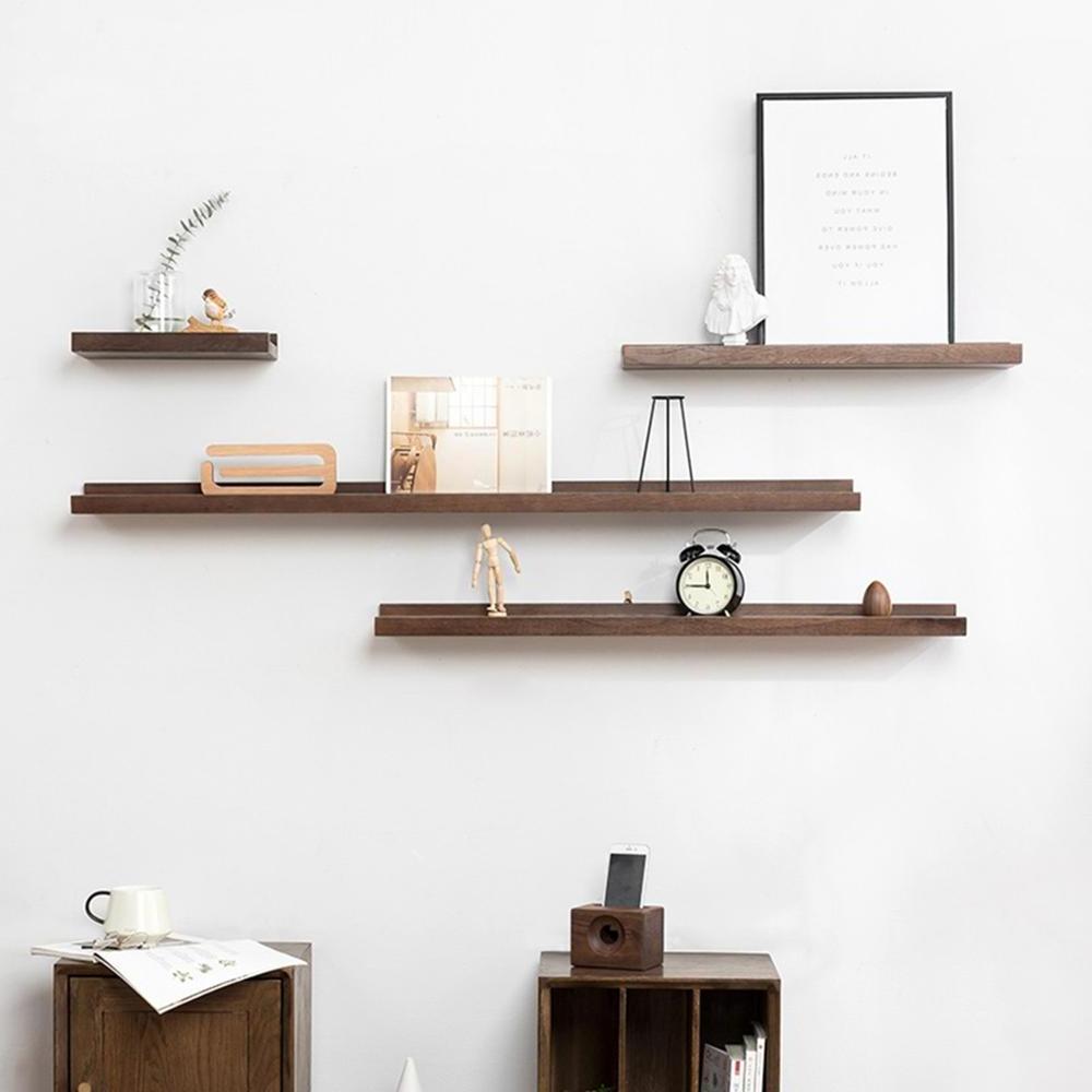 Minimalist Solid Wood Floating Mounted Hanging Wooden Wall Display Book Shelf For Home Decor