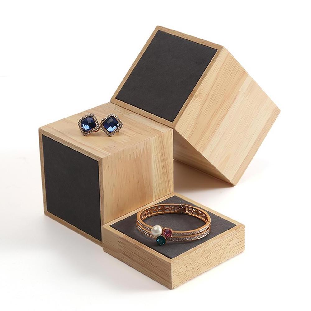 3-Piece Cube Jewellery Bracelet Wood Earring Jewelry Display Stand For Jewelry Store