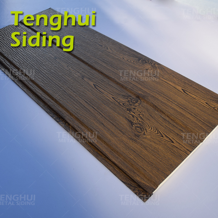 Tenghui New Product Polyurethane Faux Wood Grain Exterior Decorative Cladding Wall Insulated Metal Panels