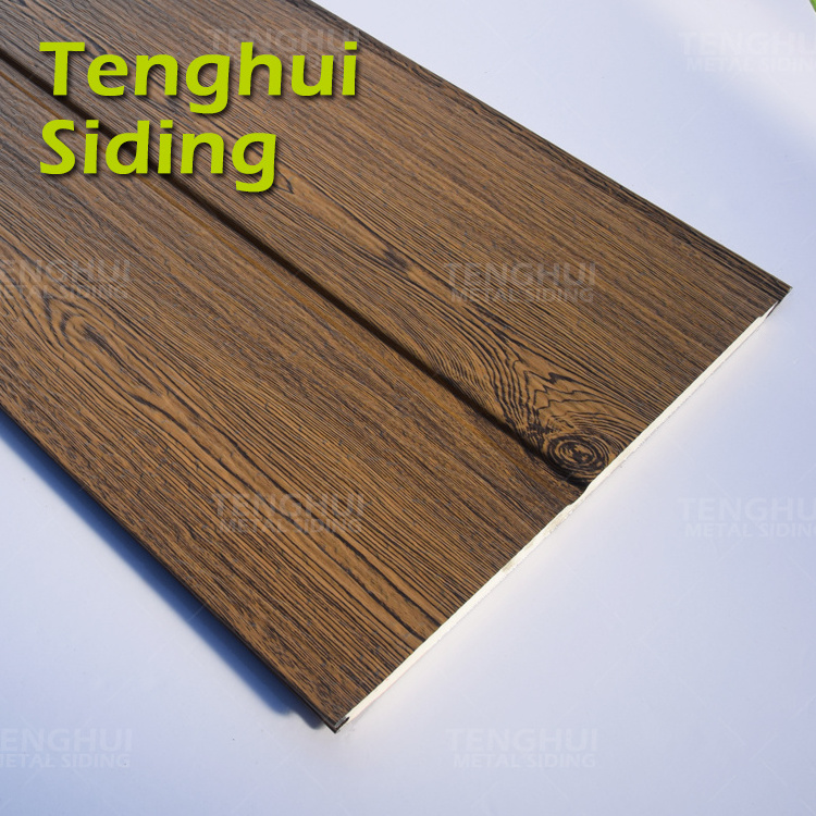 Tenghui New Product Polyurethane Faux Wood Grain Exterior Decorative Cladding Wall Insulated Metal Panels