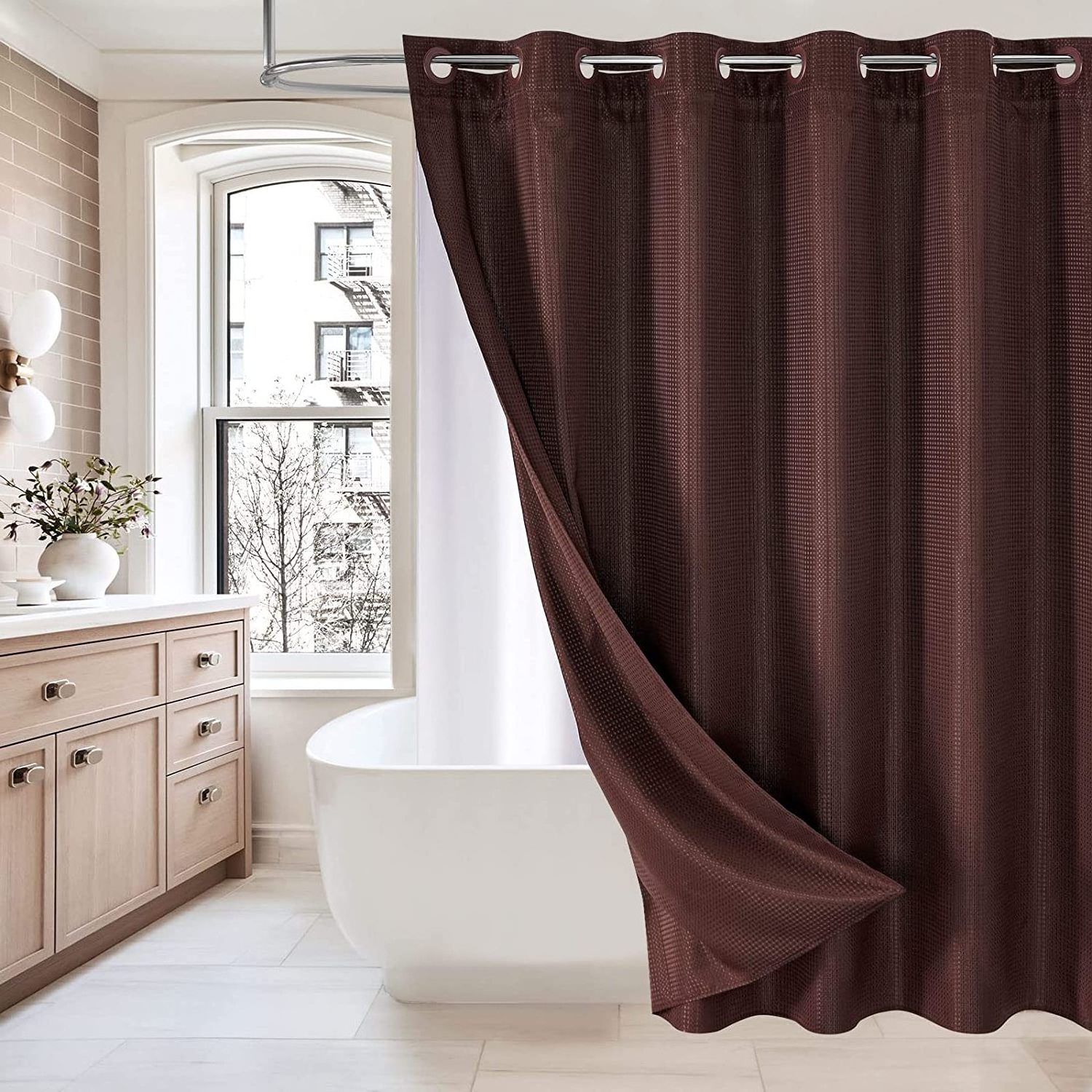 100% Polyester Designer Unique See Through Striped Fabric For Shower Curtain For Bathroom