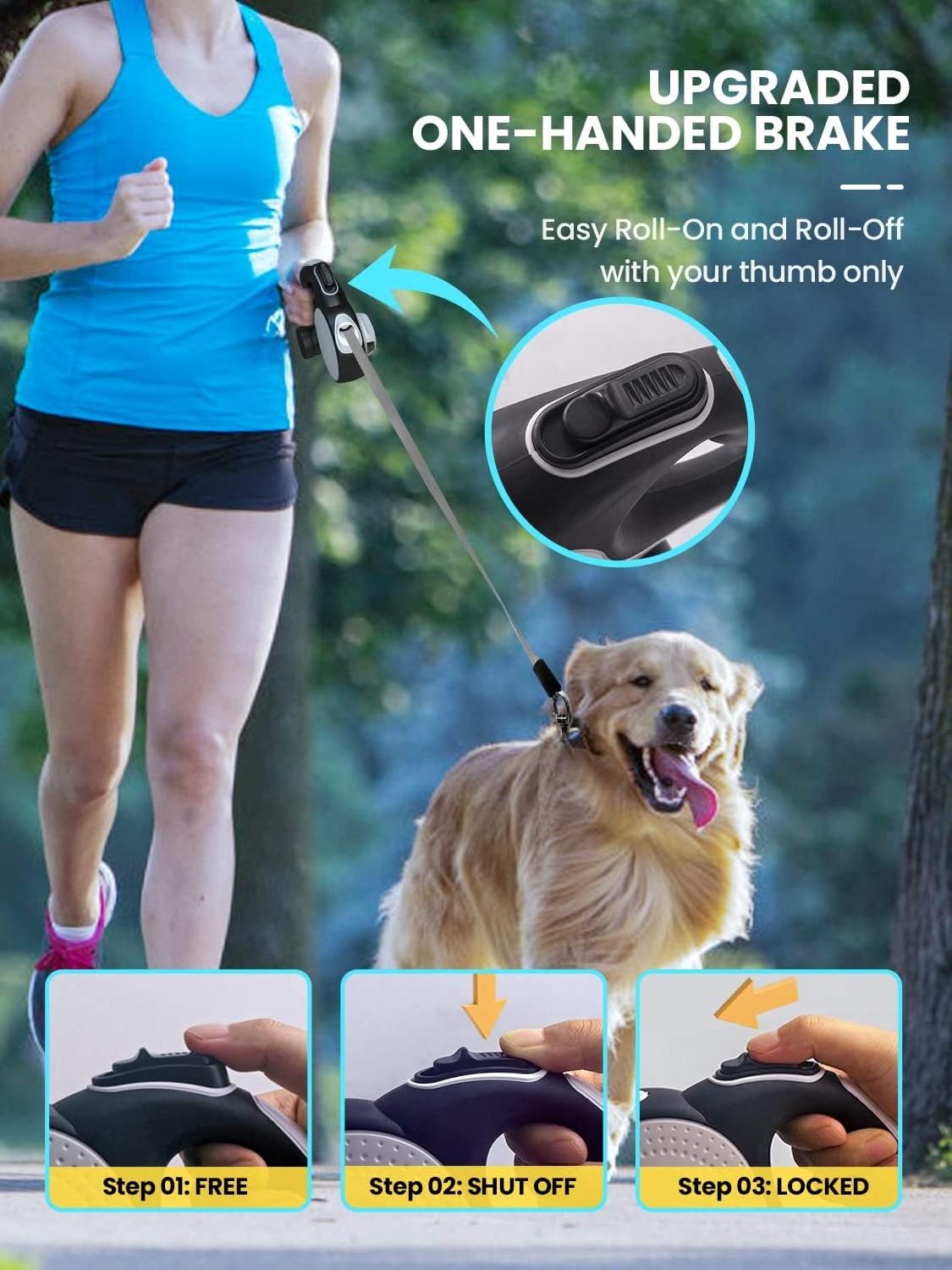 Custom Designer Double Retractable Jogging Dog Leash And Harness With Flashlight