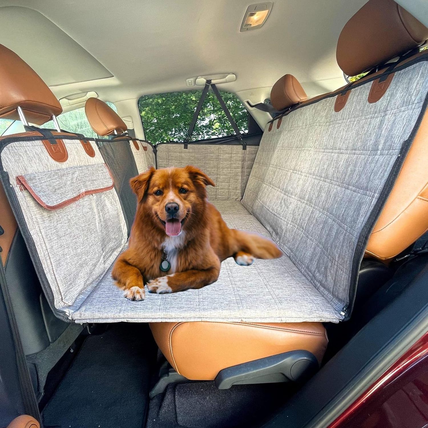 Customised Large Waterproof Foldable Washable Hard Bottom Dog Car Seat Cover For Back Seat