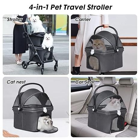 Oem Odm Pet Dog Cat Stroller Detachable Double Decker Outdoor Show Stroller For Twin Dogs