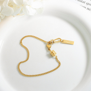 High Quality Zircon Lettering Brand Pendant Bracelet Design Stainless Steel 18k Gold Plated Bracelet