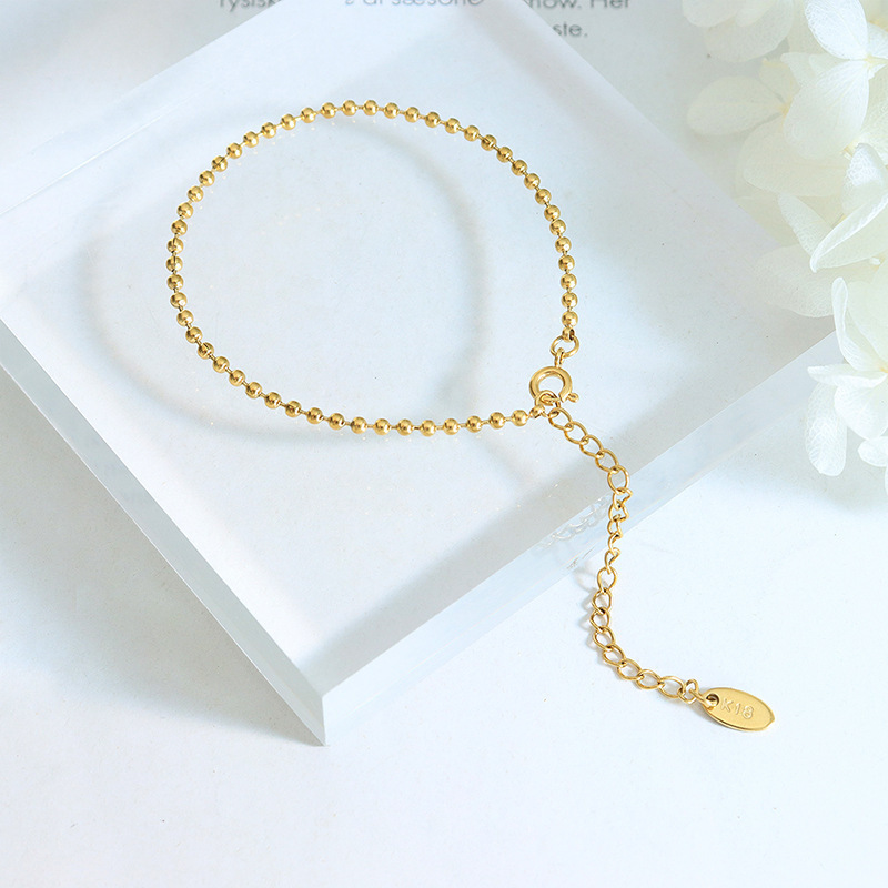 Fashion Simple 18k Gilded Stainless Steel Non-glossy Bracelet Jewelry Party Gift Bead Chain Girl Bracelet