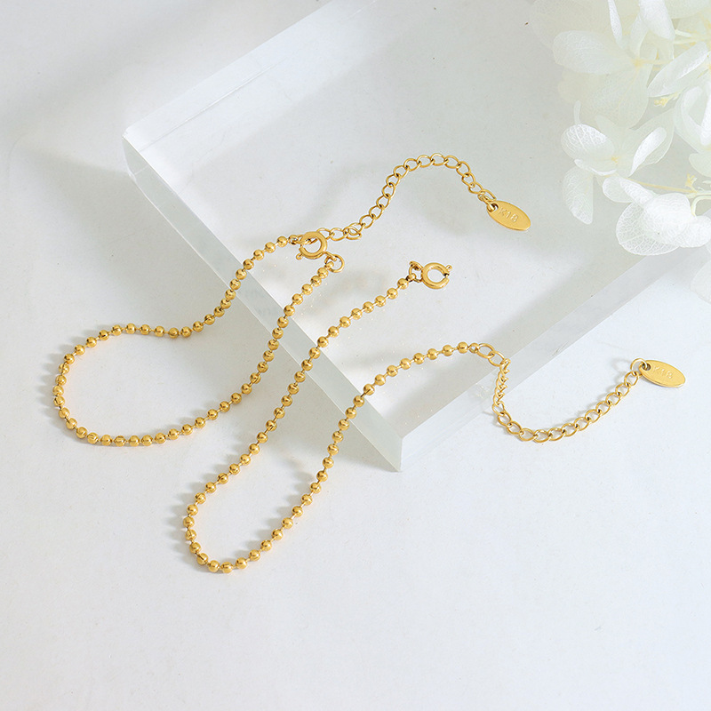 Fashion Simple 18k Gilded Stainless Steel Non-glossy Bracelet Jewelry Party Gift Bead Chain Girl Bracelet