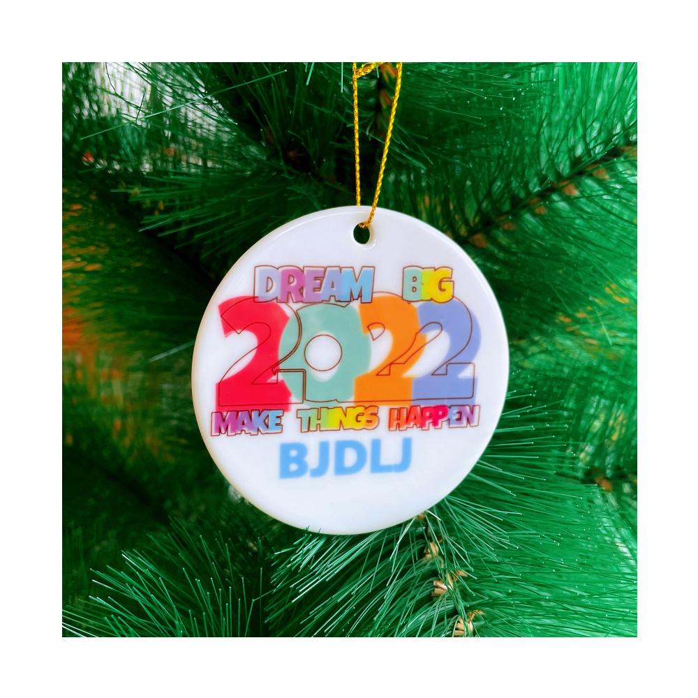 Wholesale Sublimation Custom Christmas Tree Bauble Gift Round Ornament Blanks Sublimation Circle Ceramic Ornaments