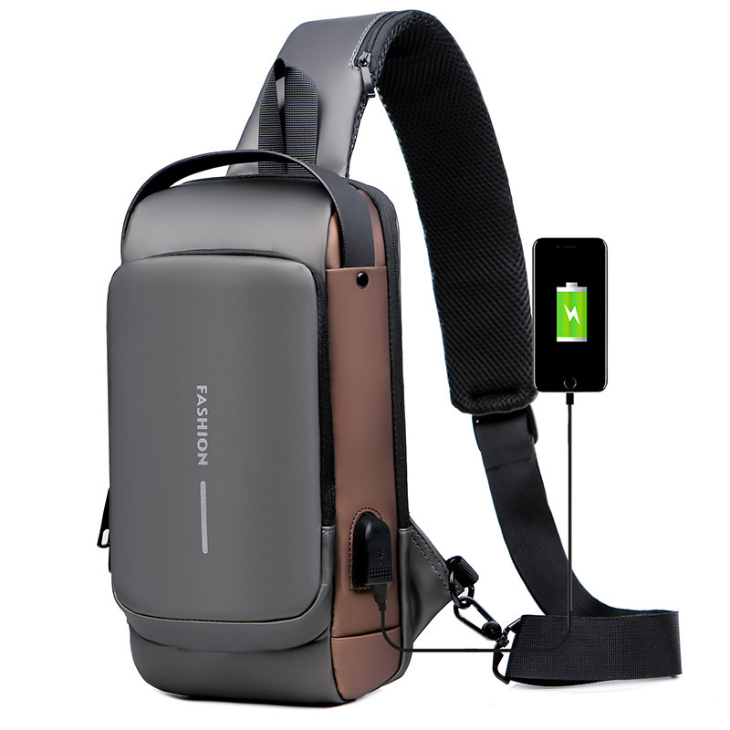 USB Charger Men Crossbody Sling Backpack Anti theft Password Lock Women Sling Bag Messenger Travel Hiking Chest Bags for men