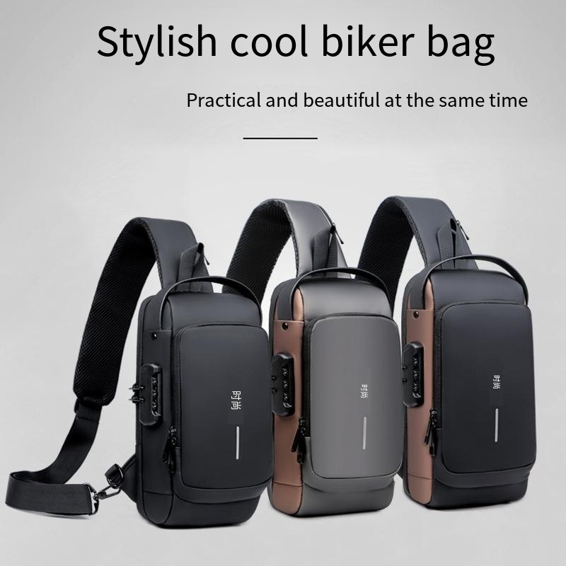 USB Charger Men Crossbody Sling Backpack Anti theft Password Lock Women Sling Bag Messenger Travel Hiking Chest Bags for men