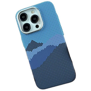 Luxury Decal Plaid Pattern Magnetic Wireless Charging Phone Case For 15 12 14 13 ProMax Metal Camera Frame Shockproof Back Cover