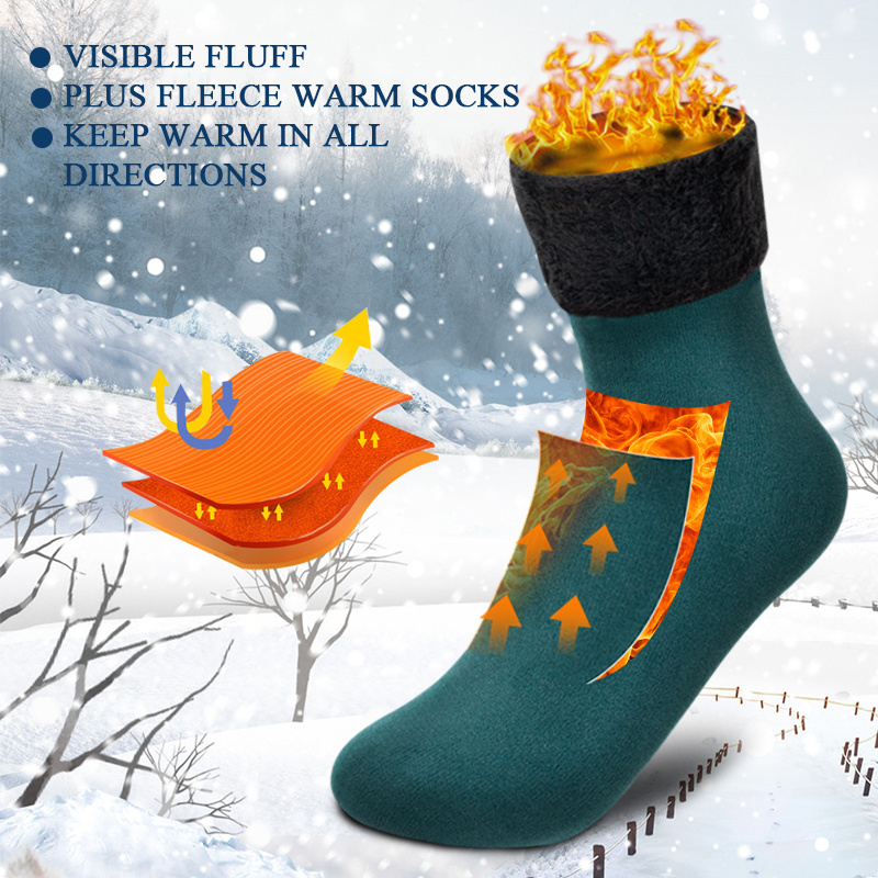 Winter Autumn Warm Floor Thermal Velvet Solid Color Thick Tube Snow Socks