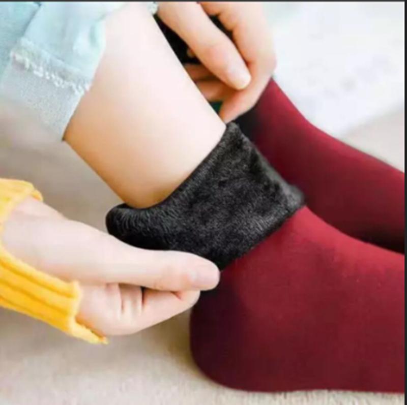 Winter Autumn Warm Floor Thermal Velvet Solid Color Thick Tube Snow Socks