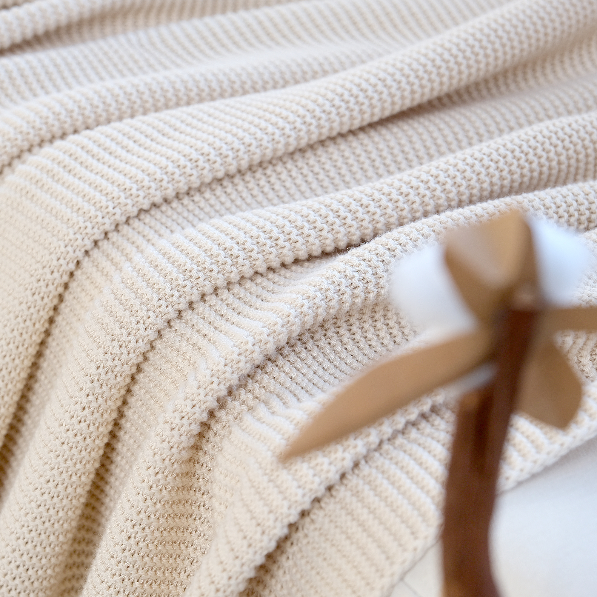 100% Organic Cotton ALINA Blanket 130*150 Cm Knitted Home Blanket Crochet Cable Knit Beige Blanket Cotton Knitted Bed