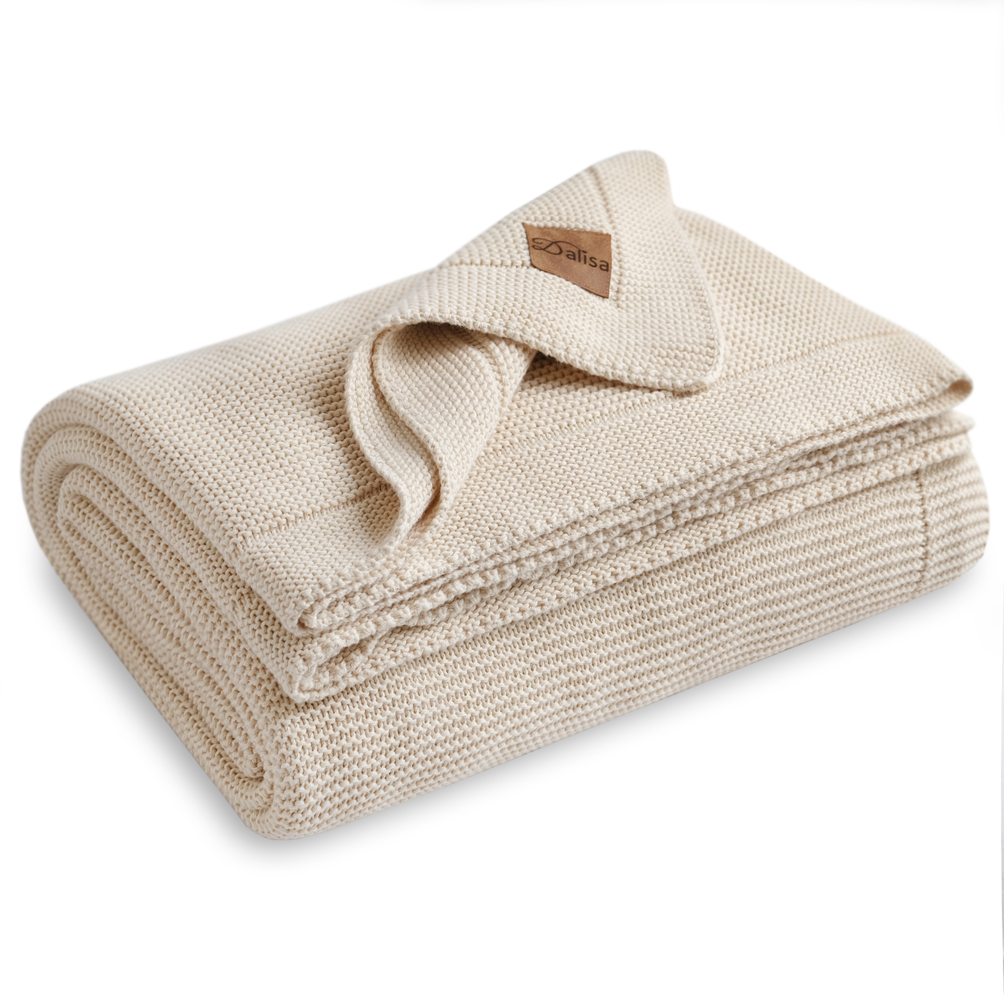 100% Organic Cotton ALINA Blanket 130*150 Cm Knitted Home Blanket Crochet Cable Knit Beige Blanket Cotton Knitted Bed