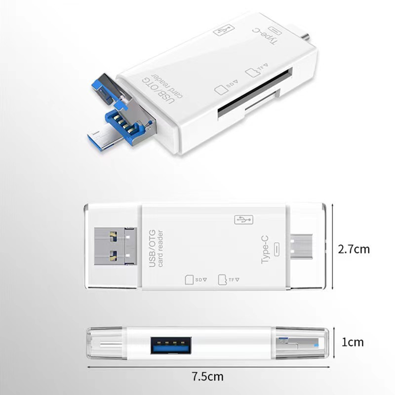 Factory six in one multifunctional Type-C card reader computer mobile phone OTG card reader tf / SD U disk adapter