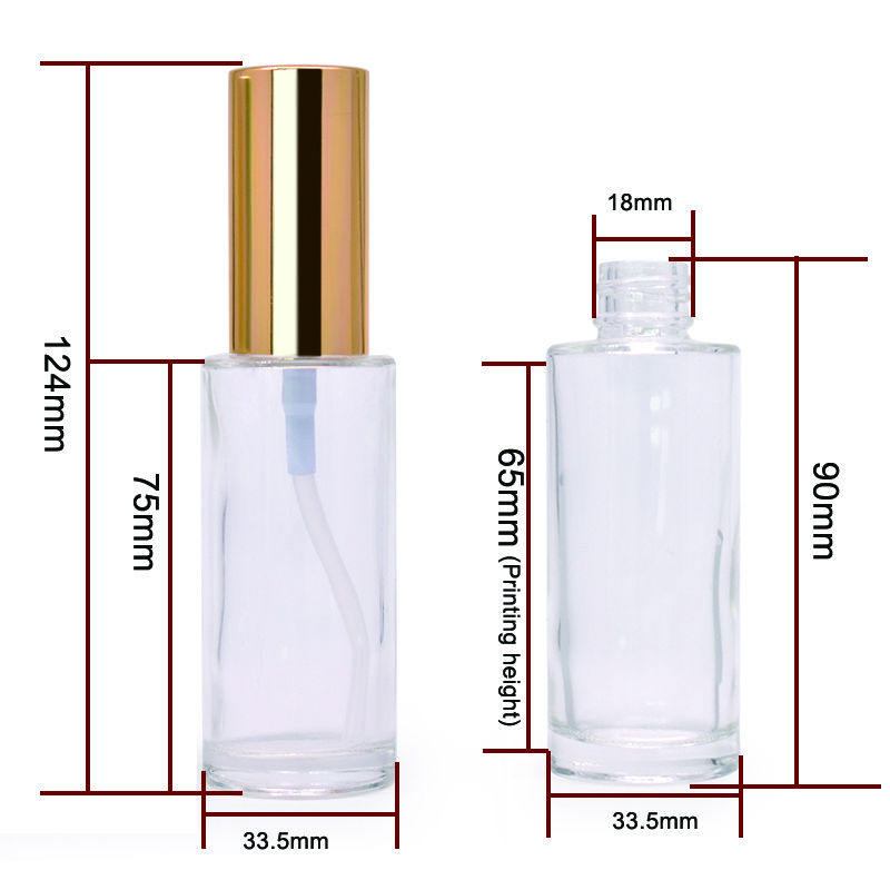 New  30ml  Fine Mist Spray Bottles Refillable Perfume Atomizer Clear Frosted Glass Bottles Perfume Spray