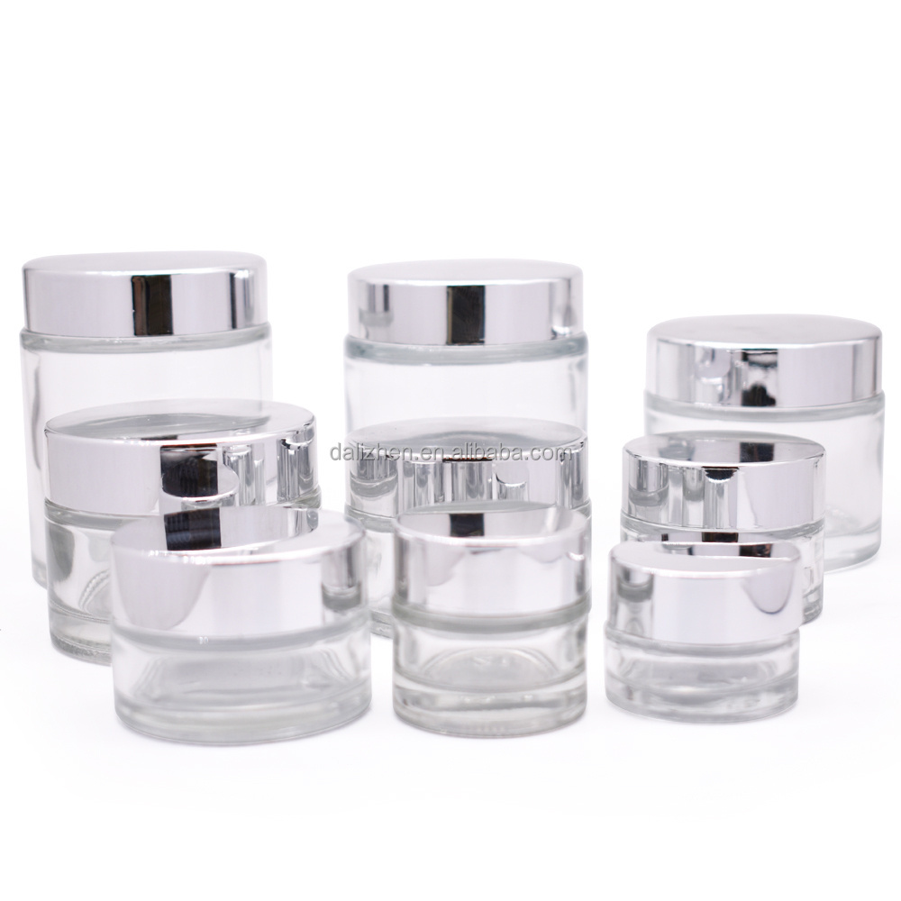 Hot Sale customized Big Round 200g Face Cream Cosmetic 200ml Frosted Glass Jar With White Lid