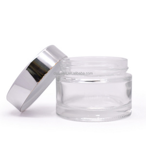 Clear glass cream jar with silver lid cosmetic empty package bottle for cream