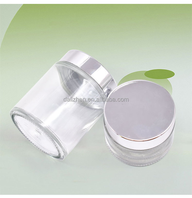 Hot Sale customized Big Round 200g Face Cream Cosmetic 200ml Frosted Glass Jar With White Lid