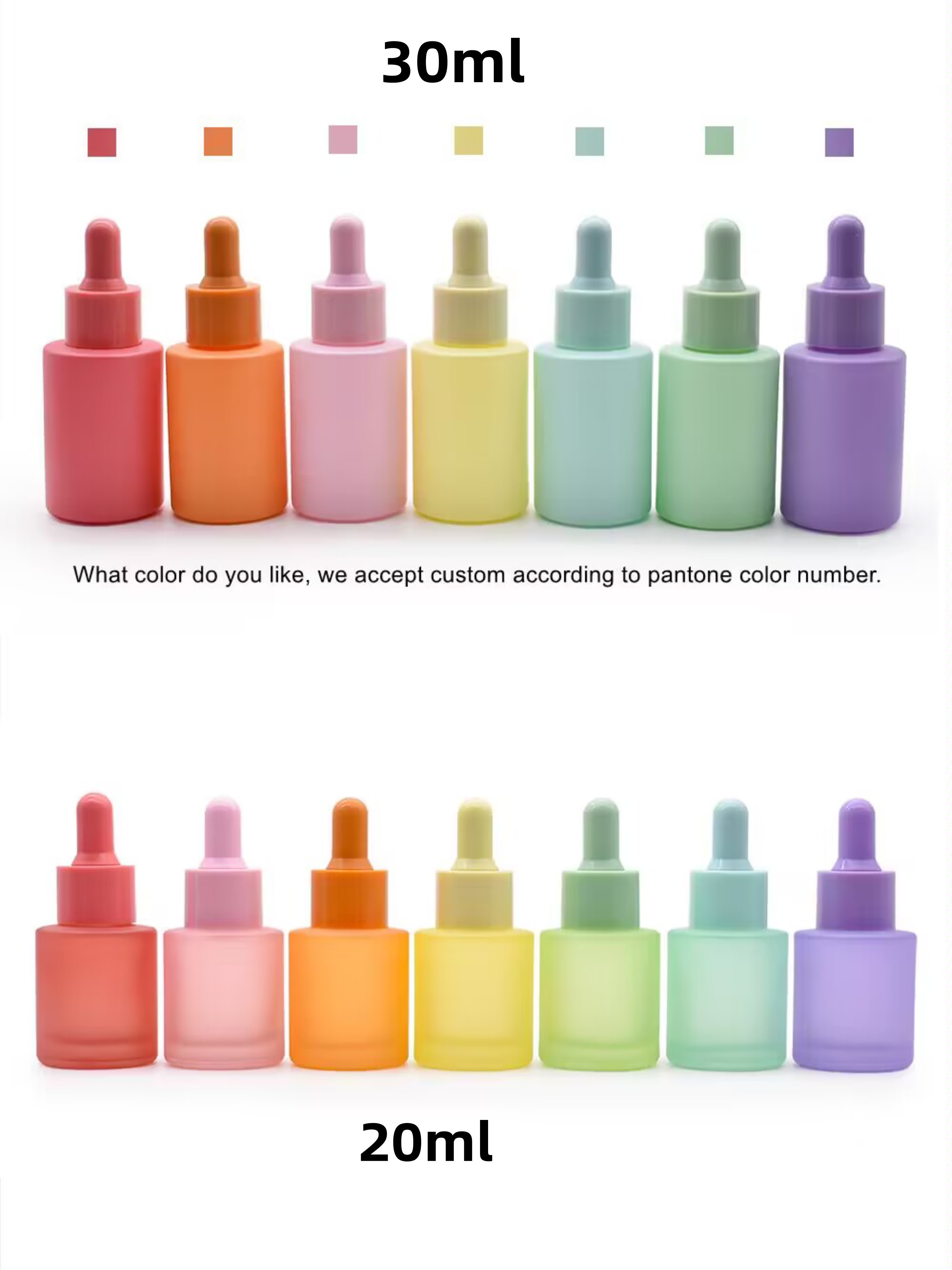 1oz 30ml 2oz frosted  essence oil macaron color glass  thick hair oil serum dropper bottle with screw dropper colorful cap